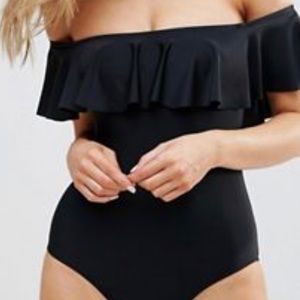 Black Frill shoulder Swim suit